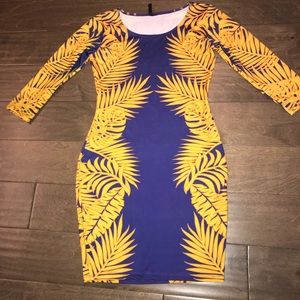 Tropical Print Bodycon Dress-Never Worn
